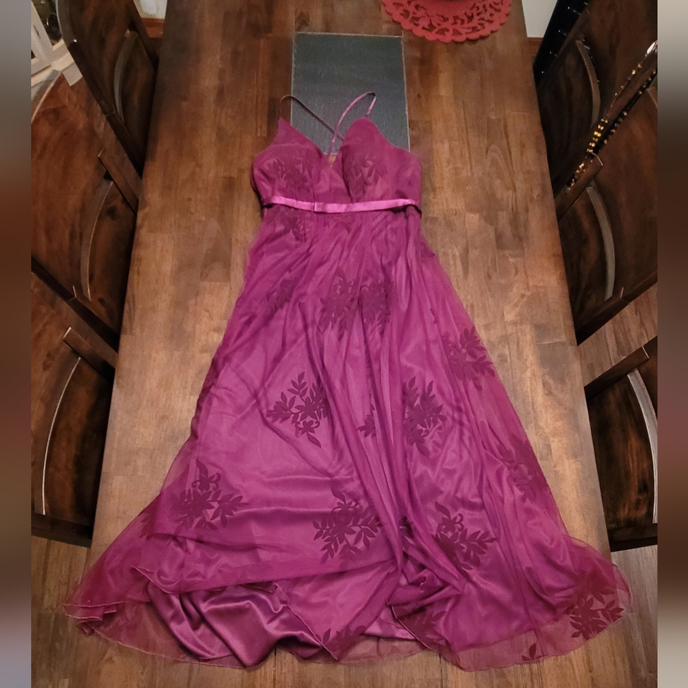 GALINA SIGNATURE || Burgandy Wine Half Wrap Formal Gown - Women's Sz 14